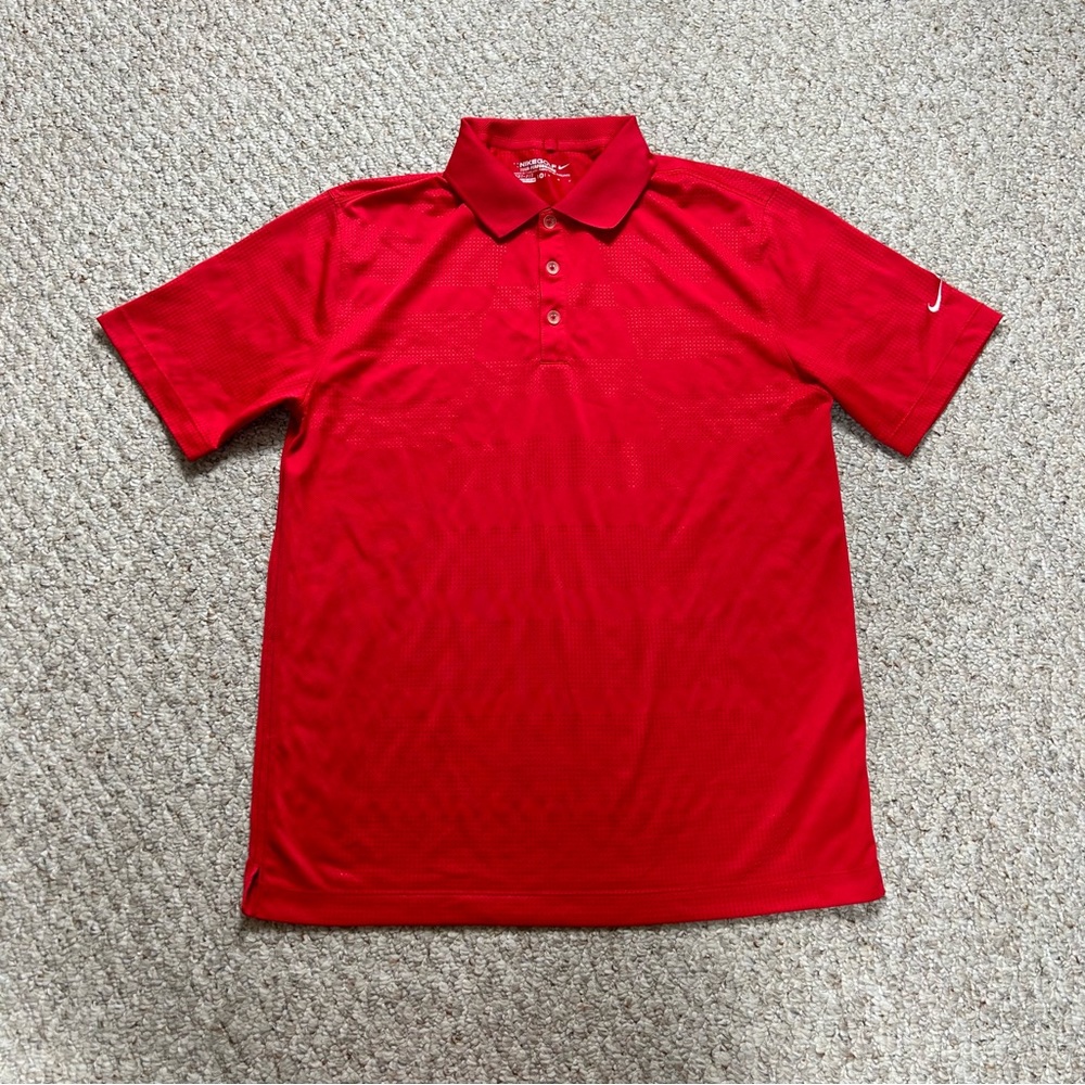 Nike Golf Dri Fit Short Sleeve Polo Mens Medium Red Breathable Perforated Light